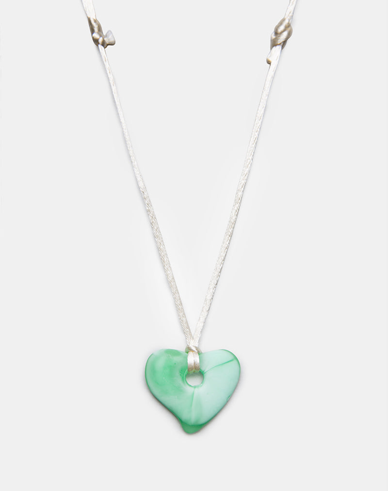 Heart Necklace in Resin Green-Nico Sky