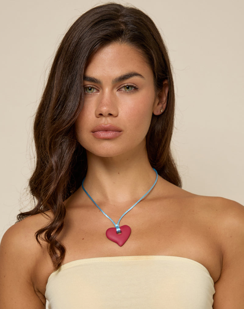 Heart Necklace in Resin Red-Nico Sky
