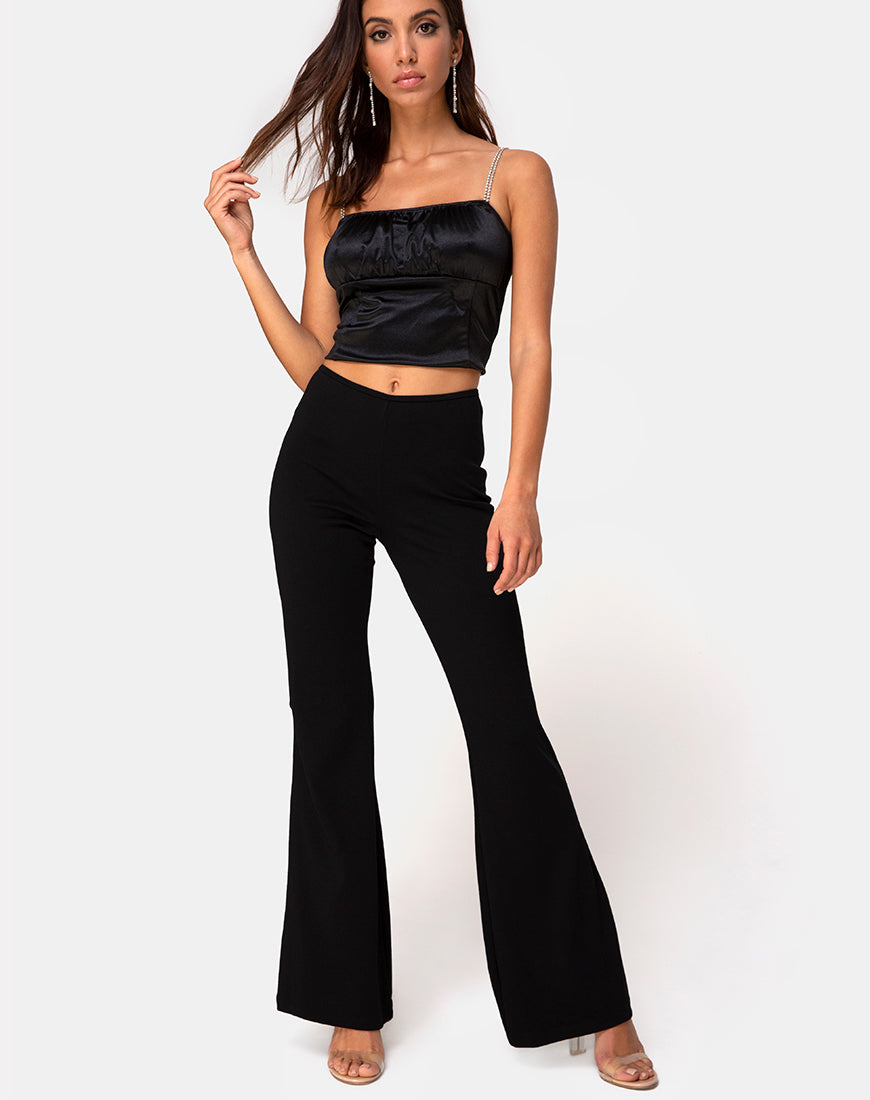 Hearty Flare Trouser in Black Spandex-Nico Sky