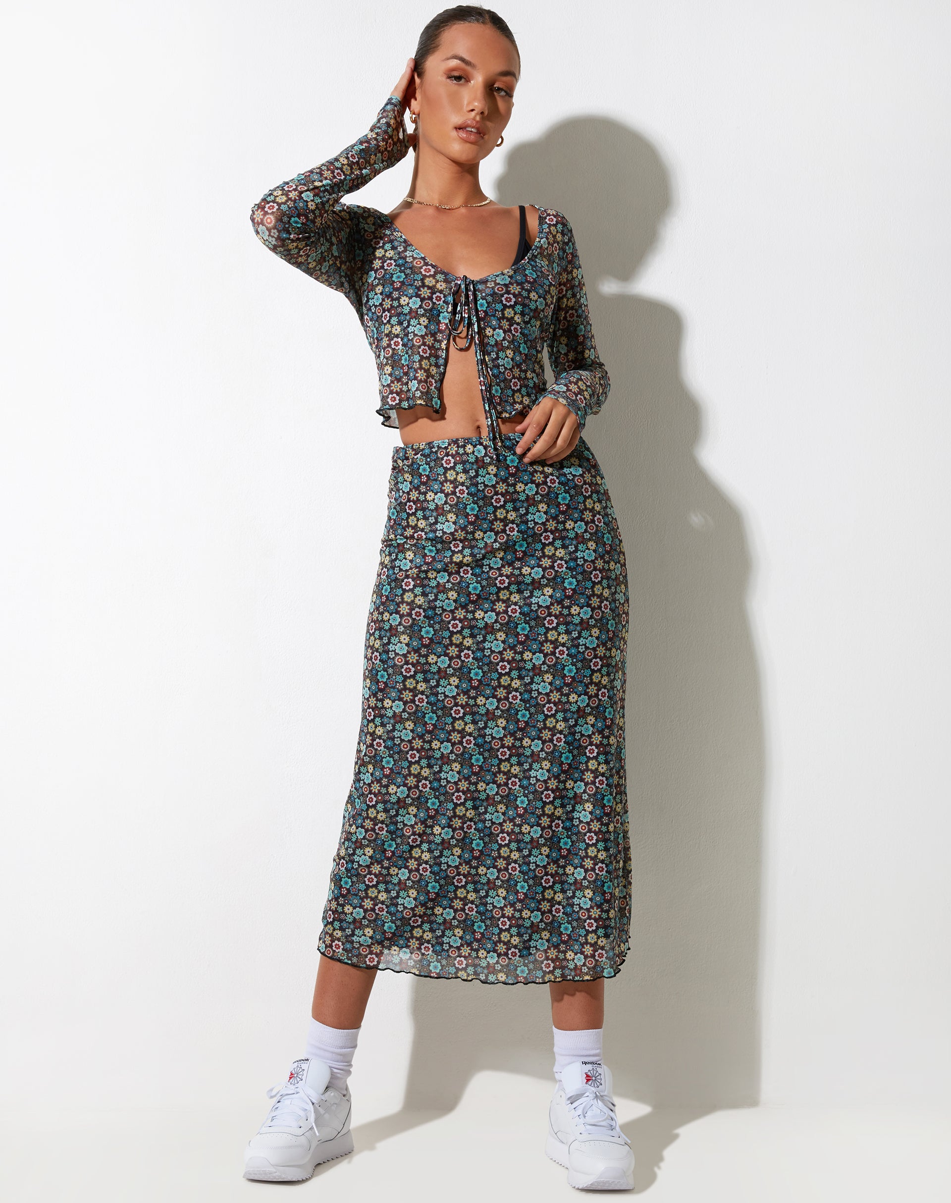 Lassie Maxi Skirt in Folk Floral-Nico Sky