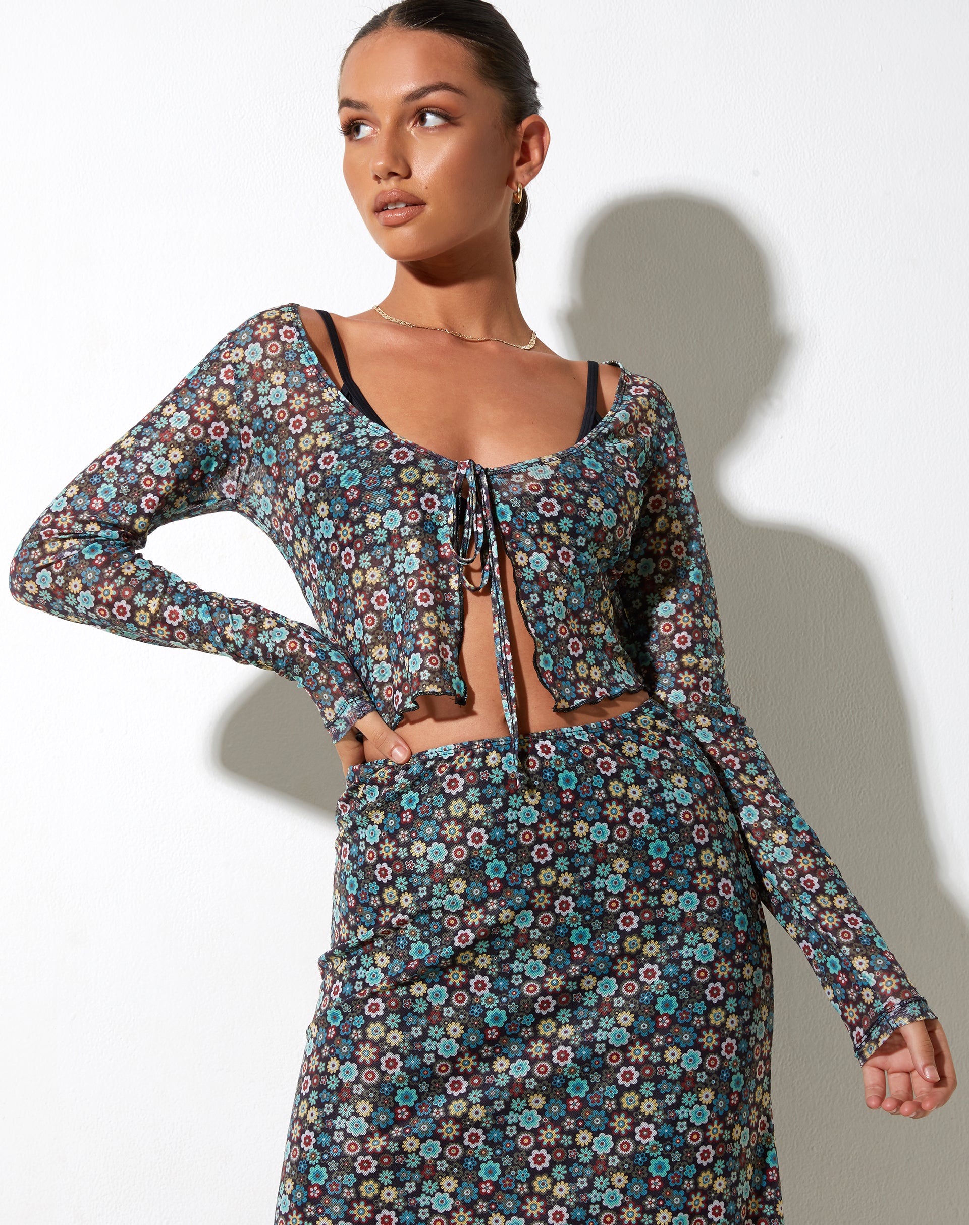 Lassie Maxi Skirt in Folk Floral-Nico Sky