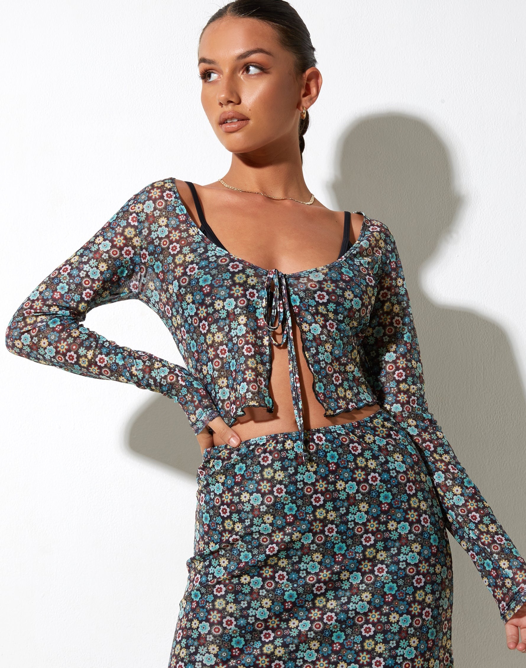 Henry Cropped Cardi in Folk Floral-Nico Sky