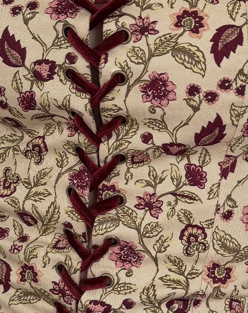 Heska Corset Top in Botanical Taupe-Nico Sky