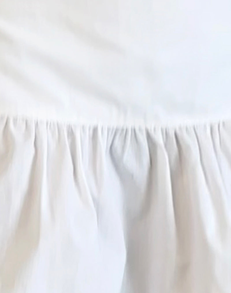 Raffita Mini Skirt in Poplin White-Nico Sky