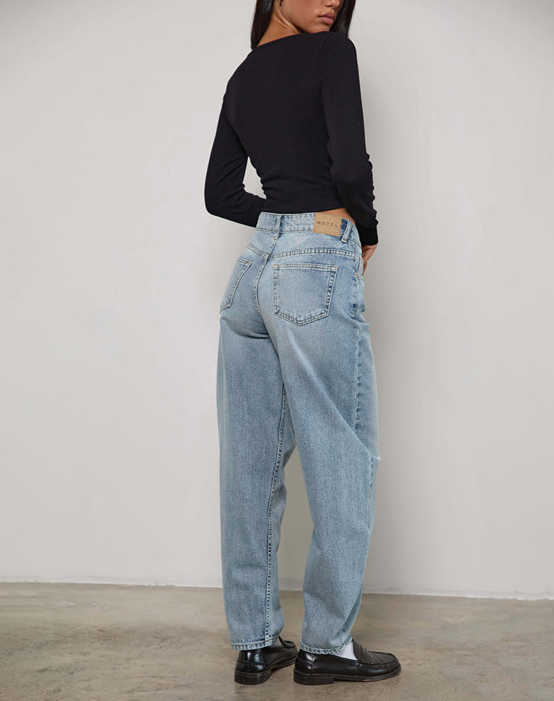 High Rise Barrel Jean in Bleu-Nico Sky