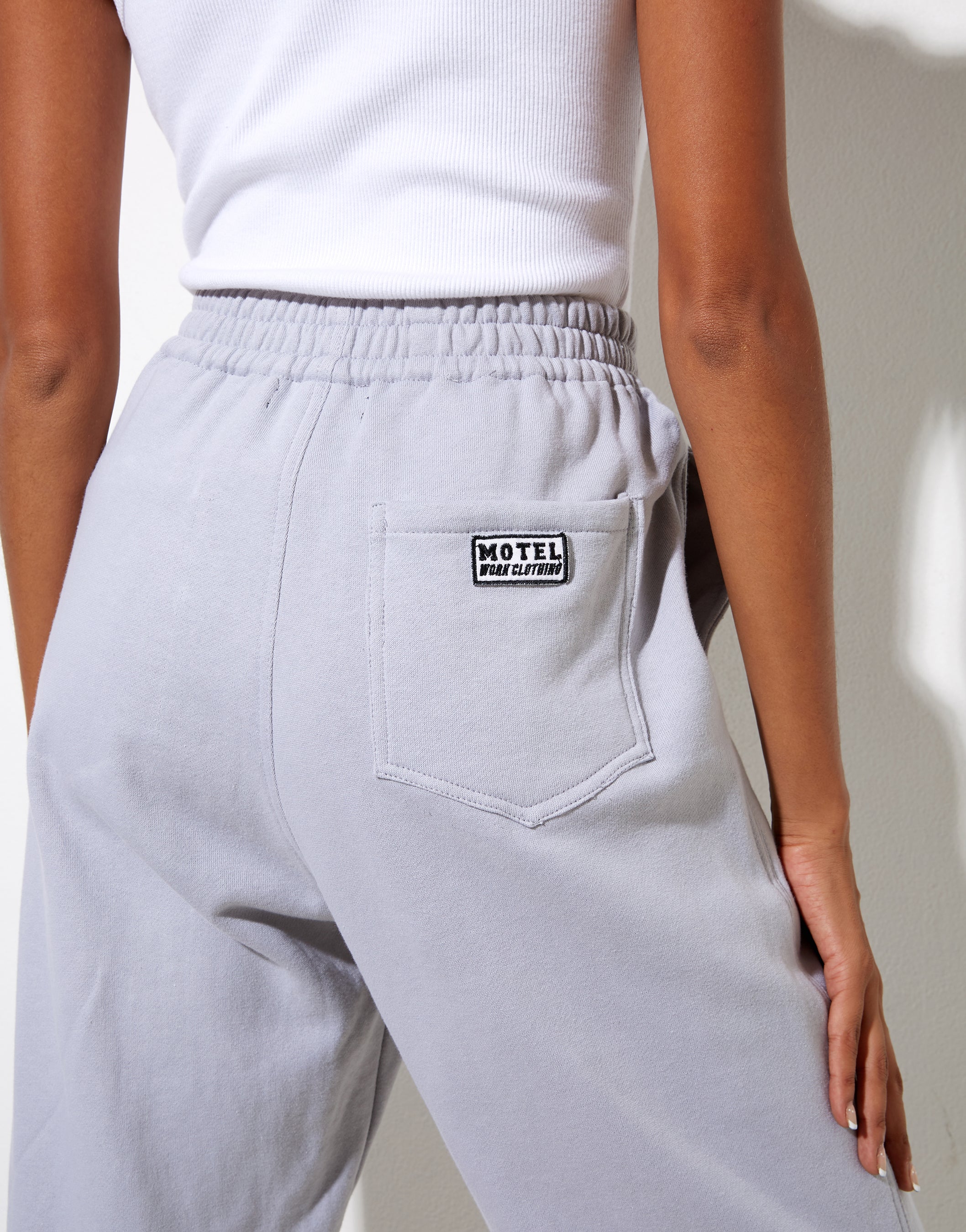Bamal Jogger in Lunar Rock with Motel Work Clothing Label Embro-Nico Sky