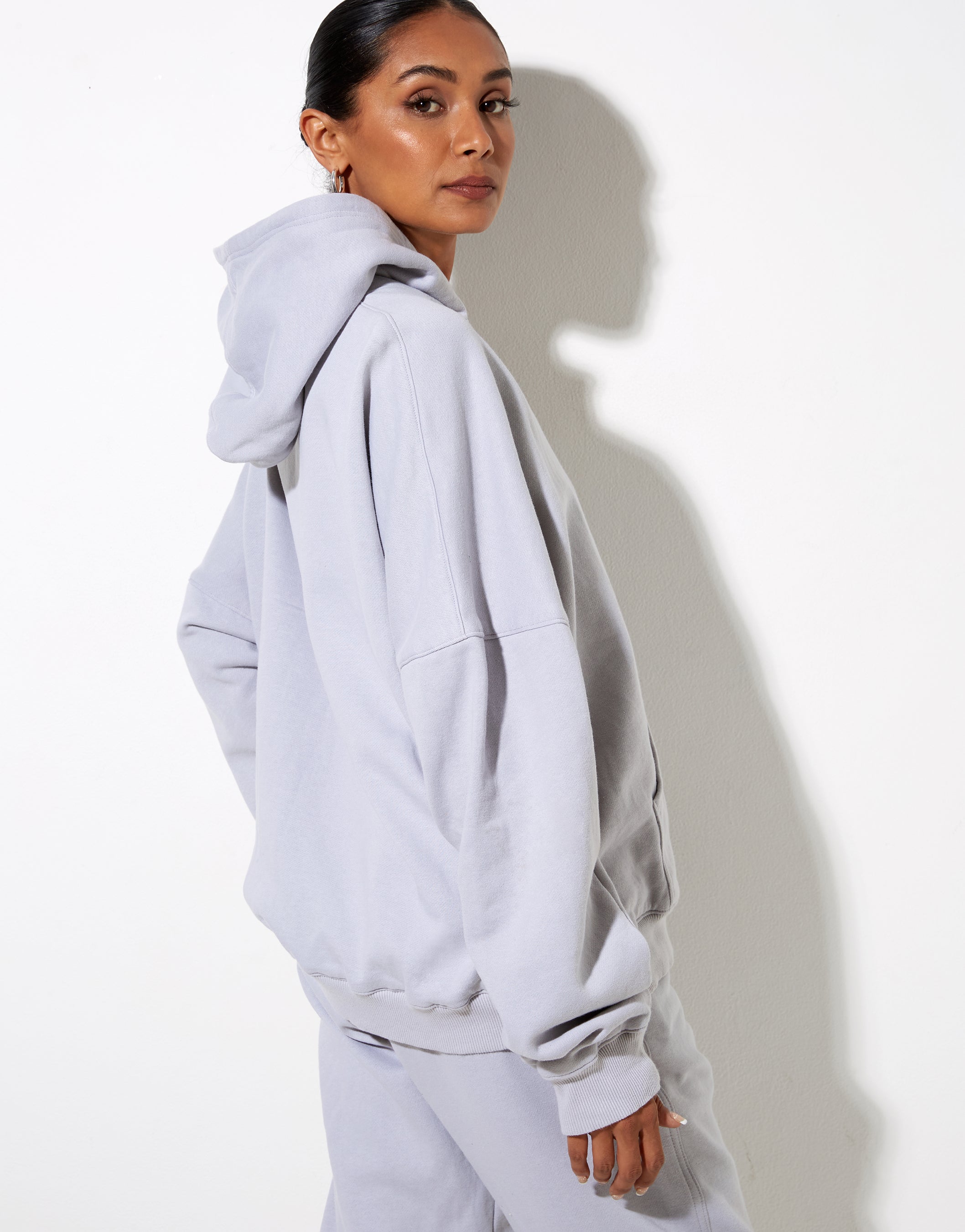 Hollack Hoodie in Lunar Rock with Motel Work Clothing Label Embro-Nico Sky