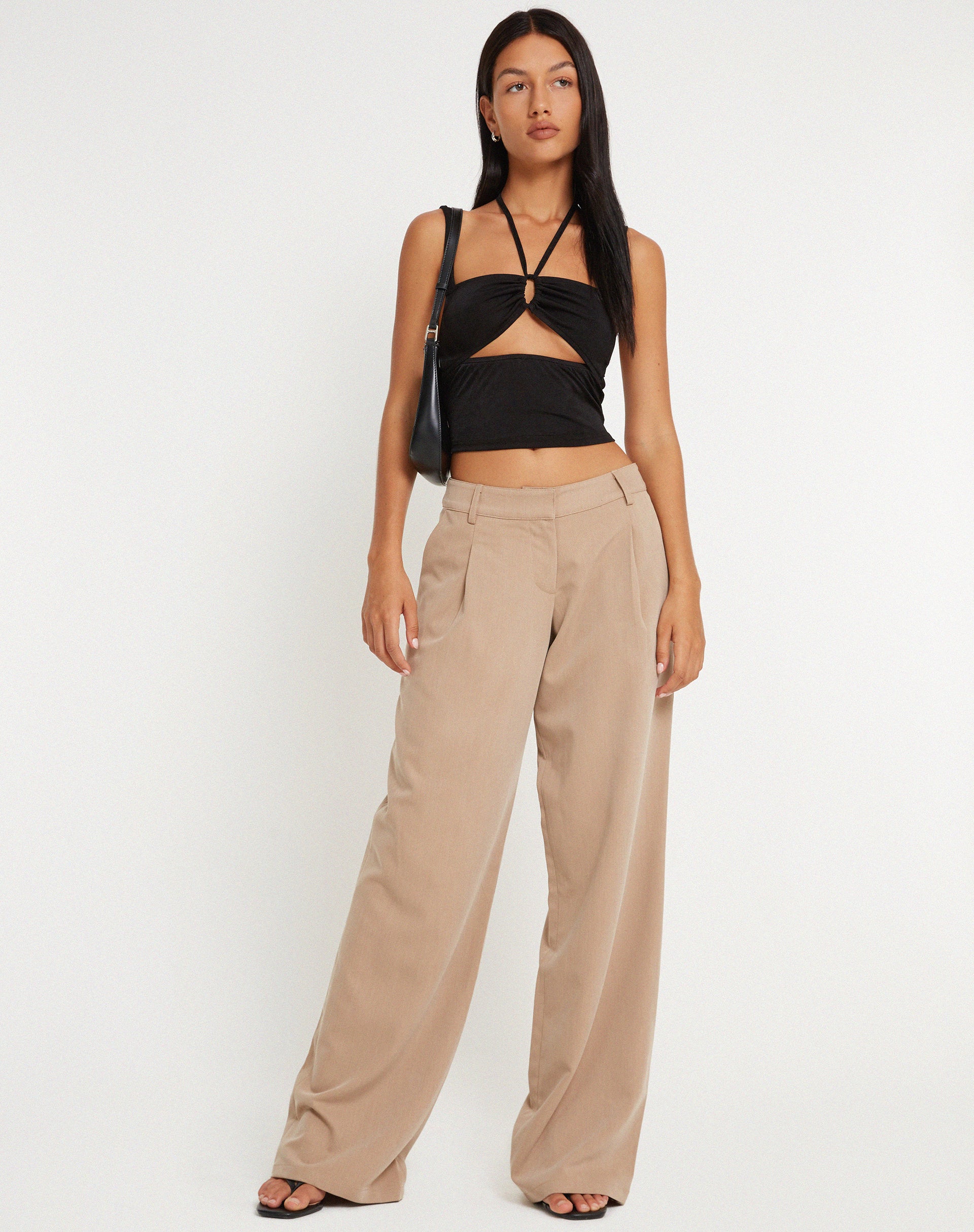 Hondra Wide Leg Trouser in Beige-Nico Sky