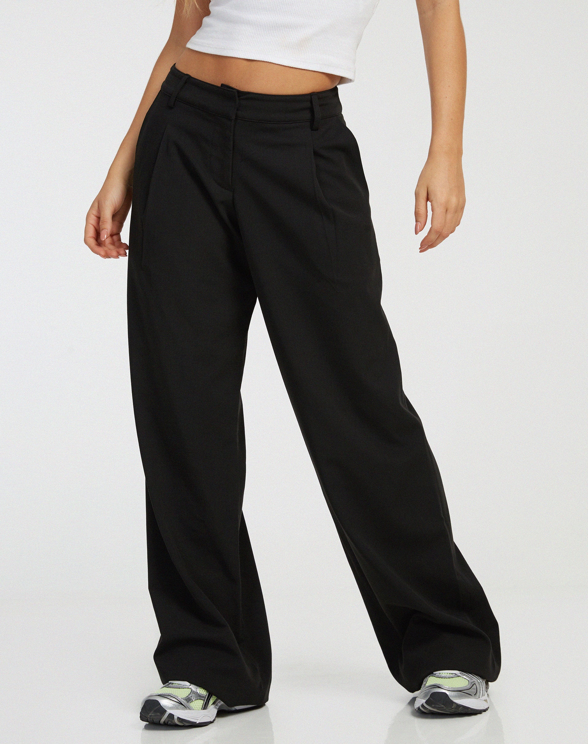 Hondra Wide Leg Trouser in Black-Nico Sky
