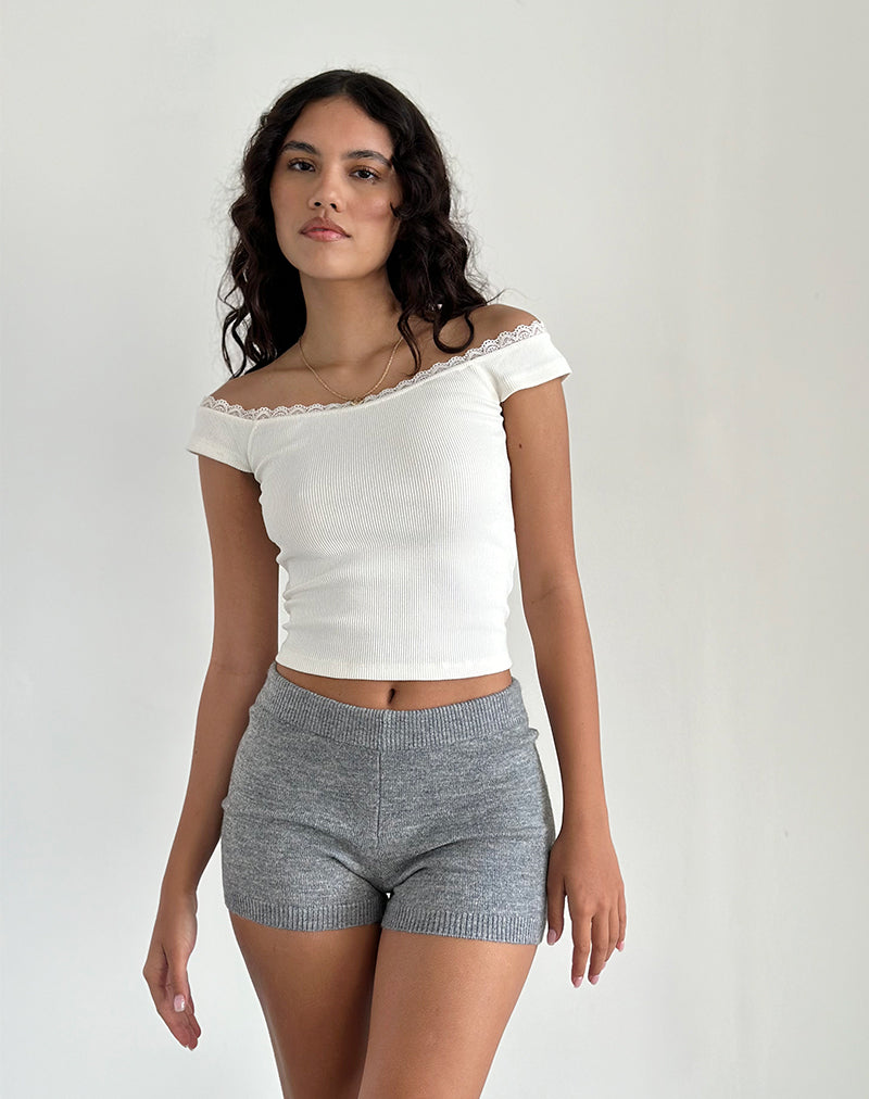 Husan Hot Pants in Knit Grey-Nico Sky