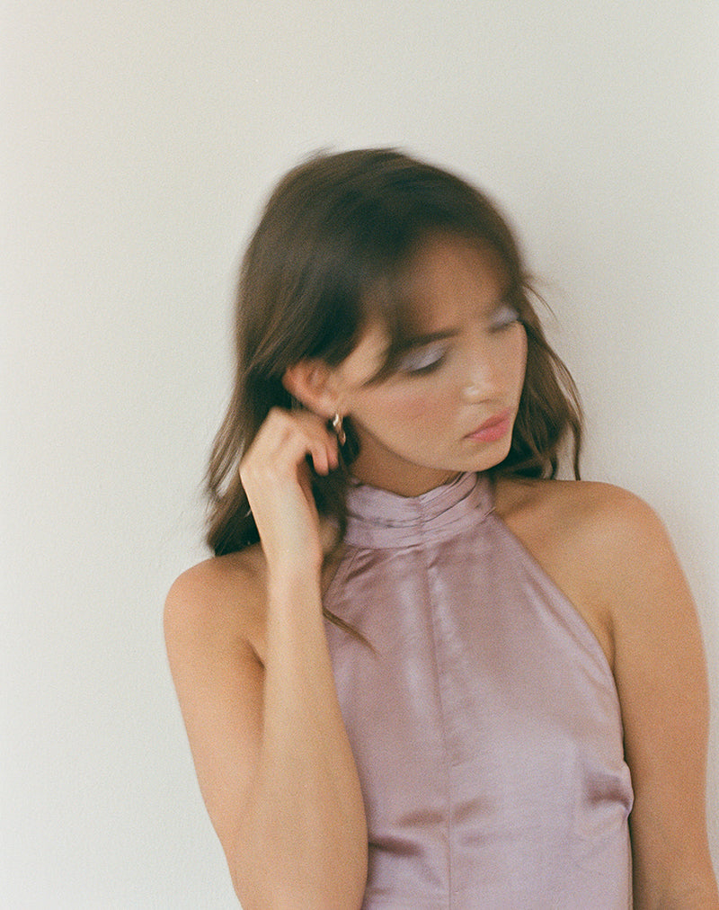 Hydri Satin Halterneck Mini Dress in Baby Pink-Nico Sky