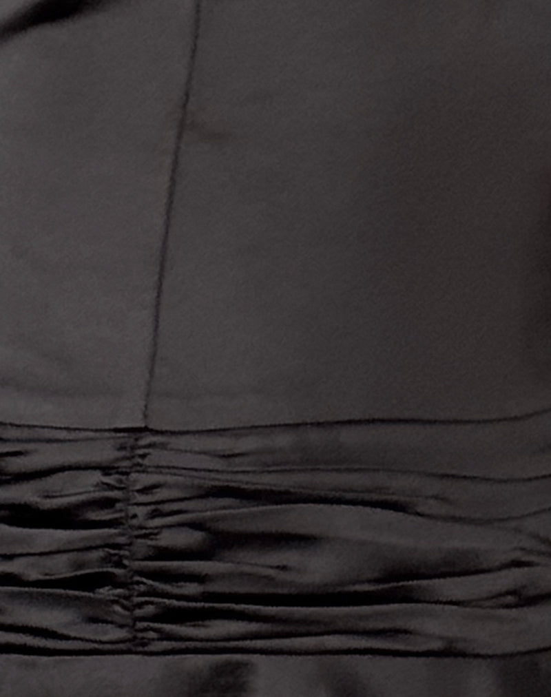 Hydri Satin Halterneck Mini Dress in Black-Nico Sky