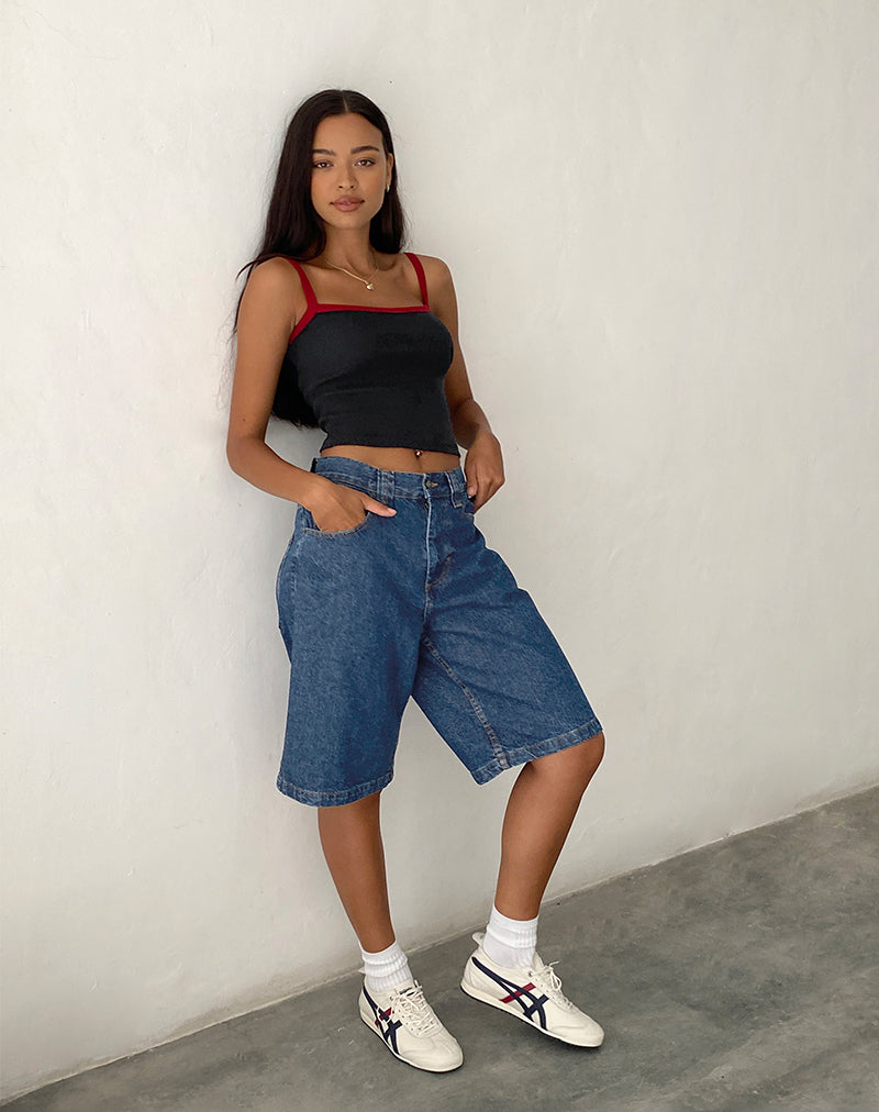 Low Rise Skater Shorts in Core Blue Stone-Nico Sky