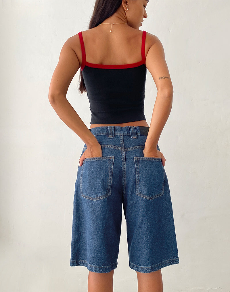 Low Rise Skater Shorts in Core Blue Stone-Nico Sky