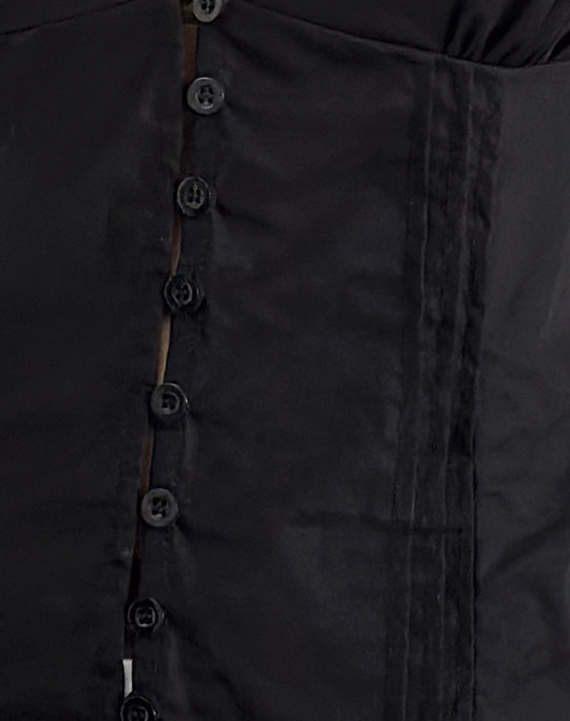 Ilias Corset Top in Poplin Black-Nico Sky