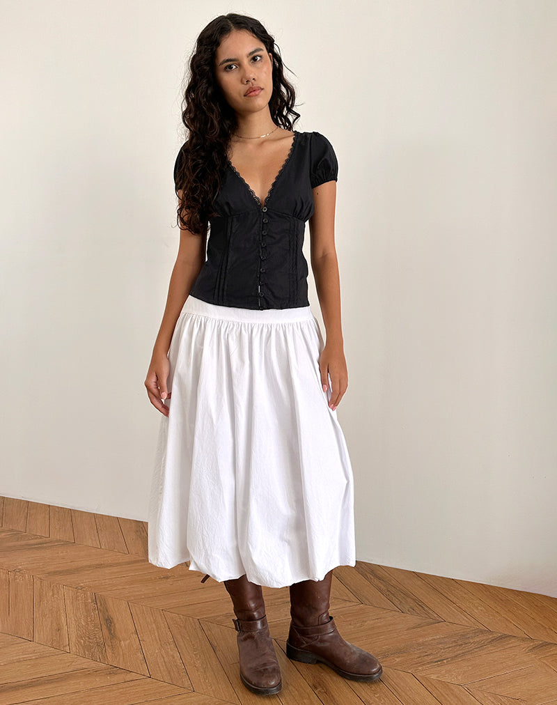 Ilias Corset Top in Poplin Black-Nico Sky