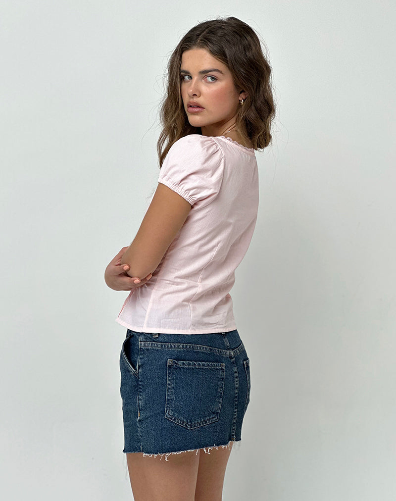 Ilias Corset Top in Poplin Light Pink-Nico Sky