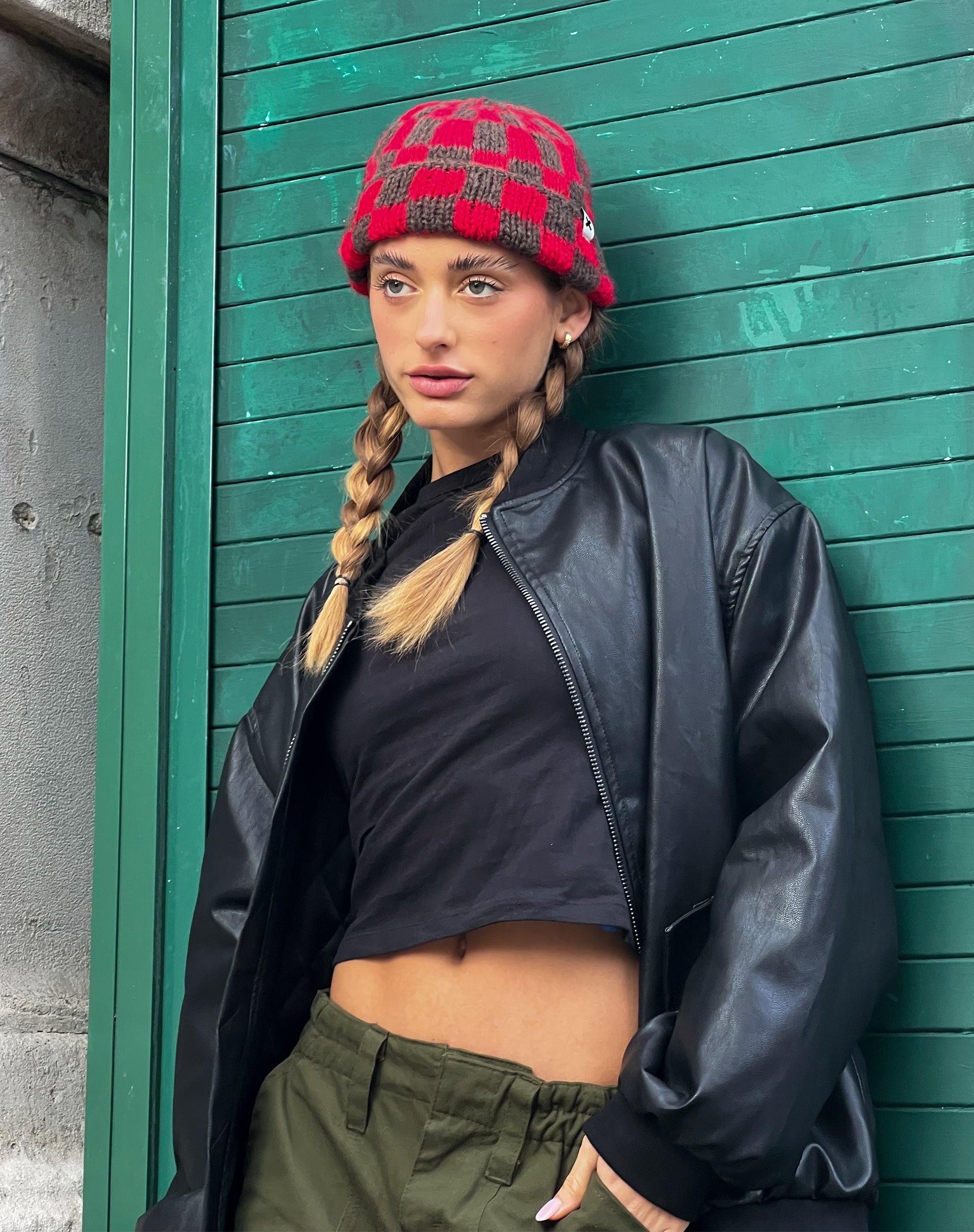 Benta Jacket in PU Black-Nico Sky