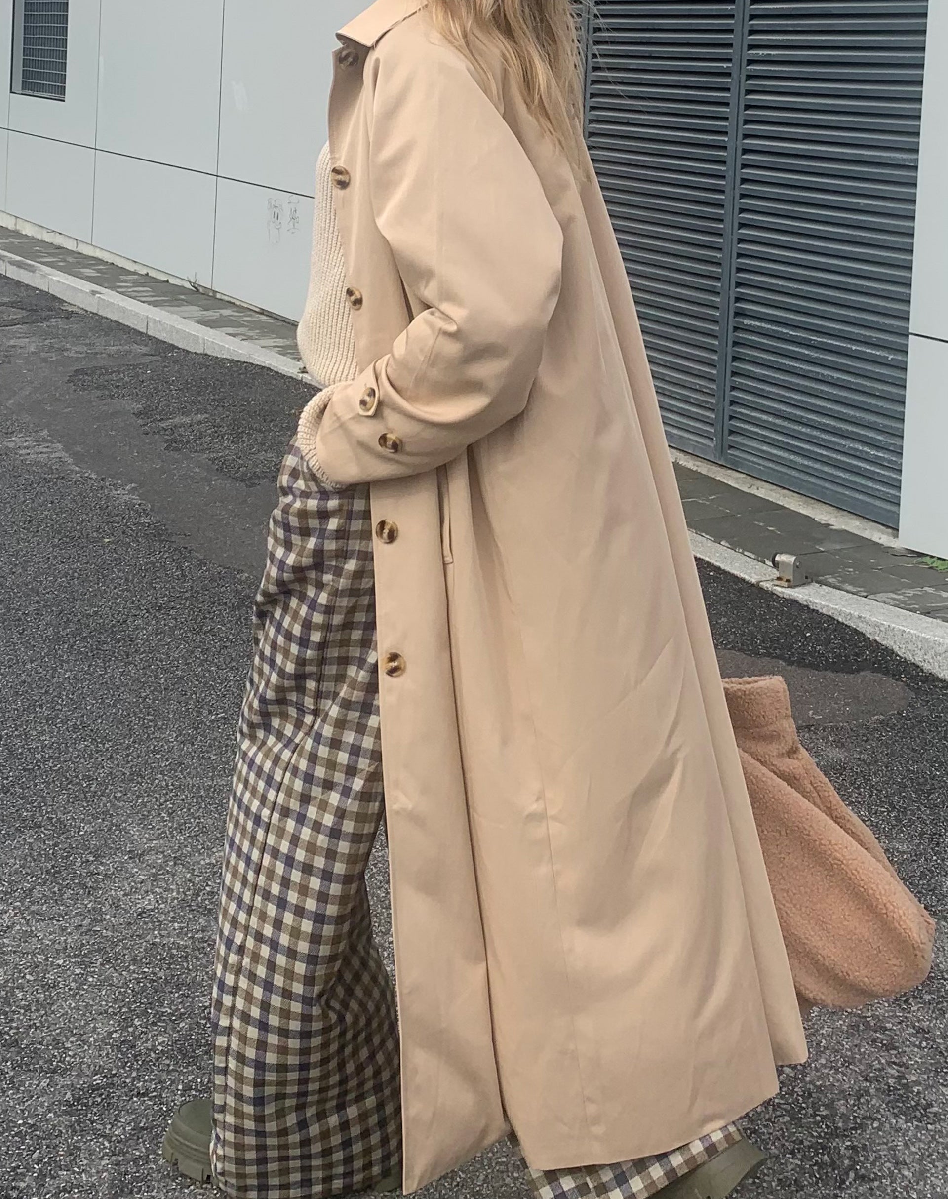 Assa Trench Coat in Beige with Stripe Lining-Nico Sky