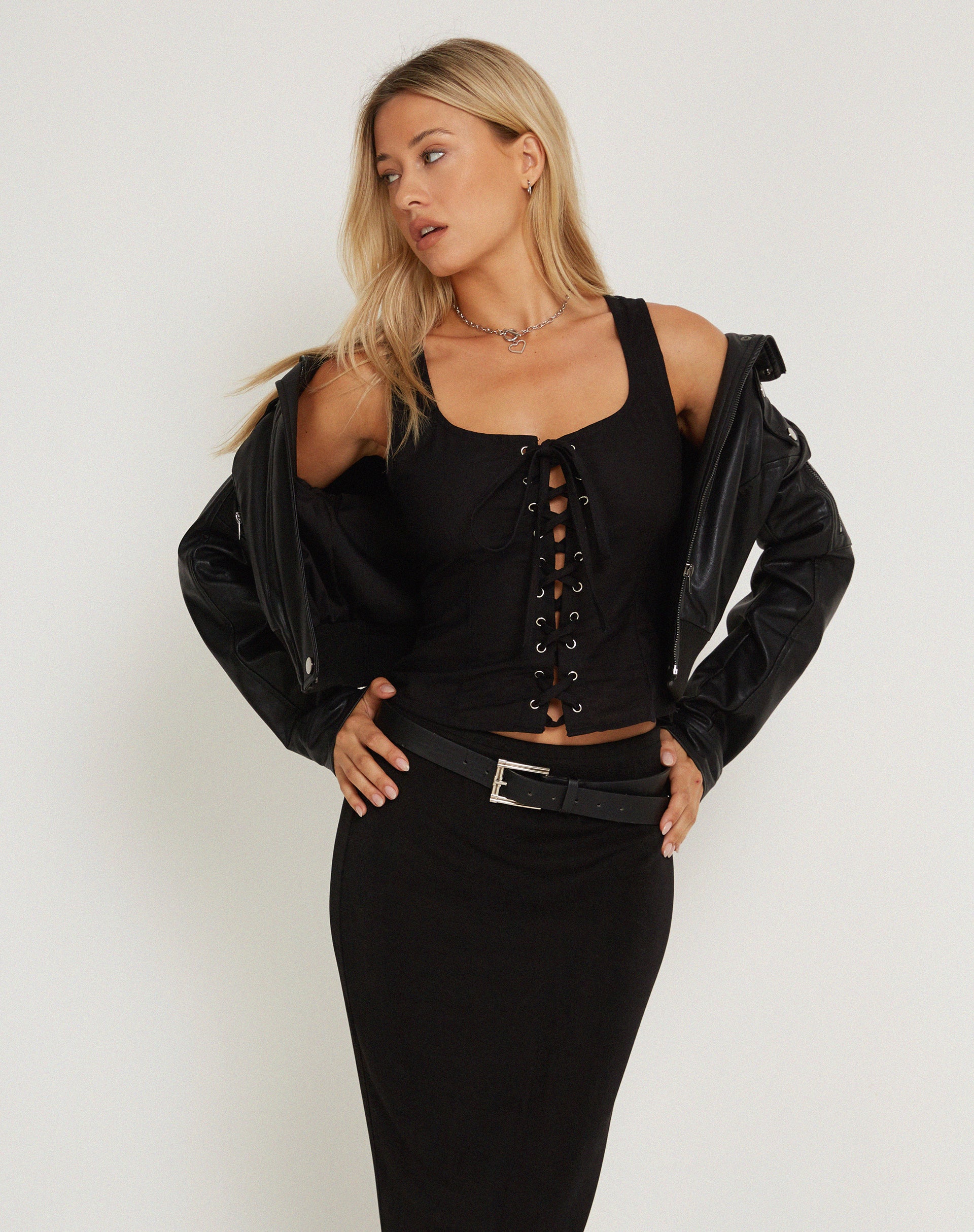Inga Corset Top in Black-Nico Sky