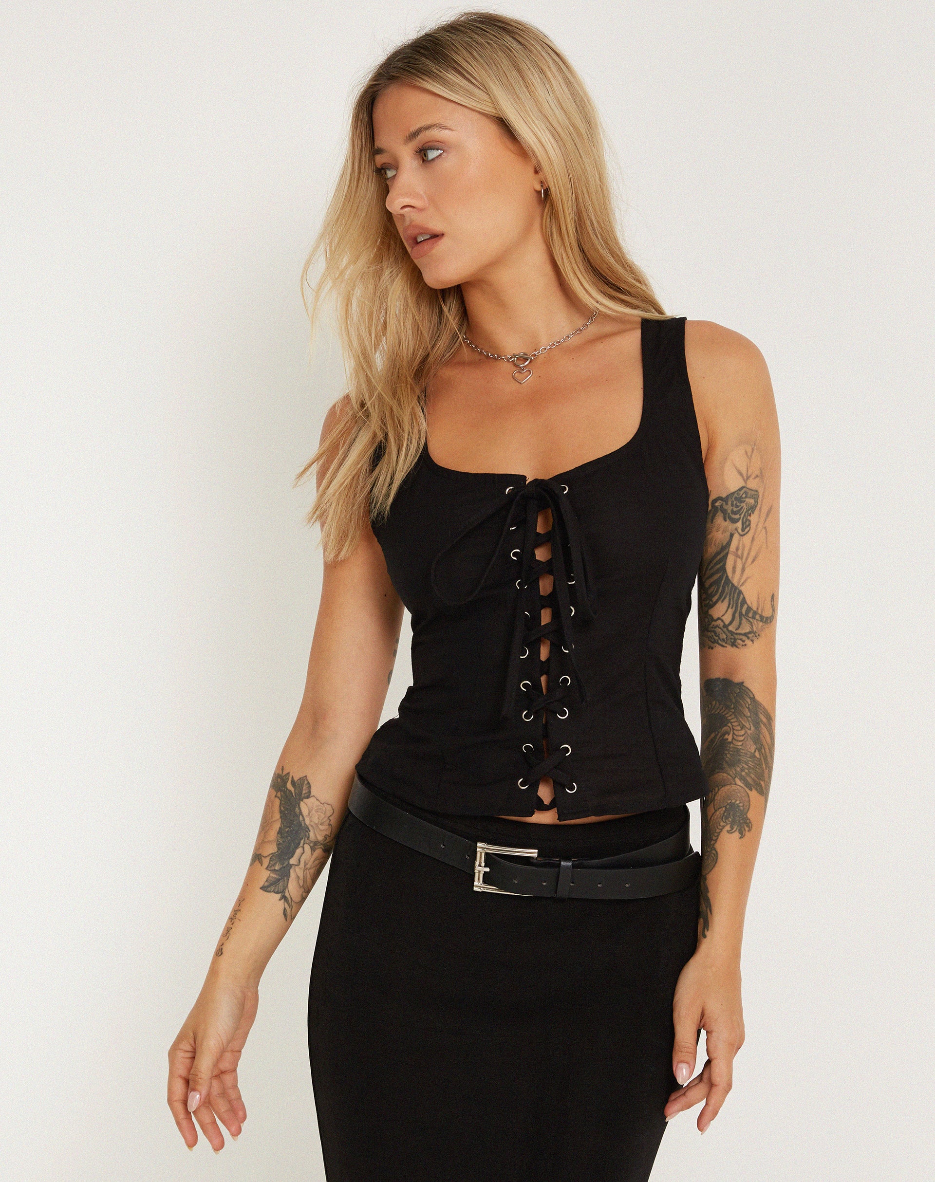 Inga Corset Top in Black-Nico Sky