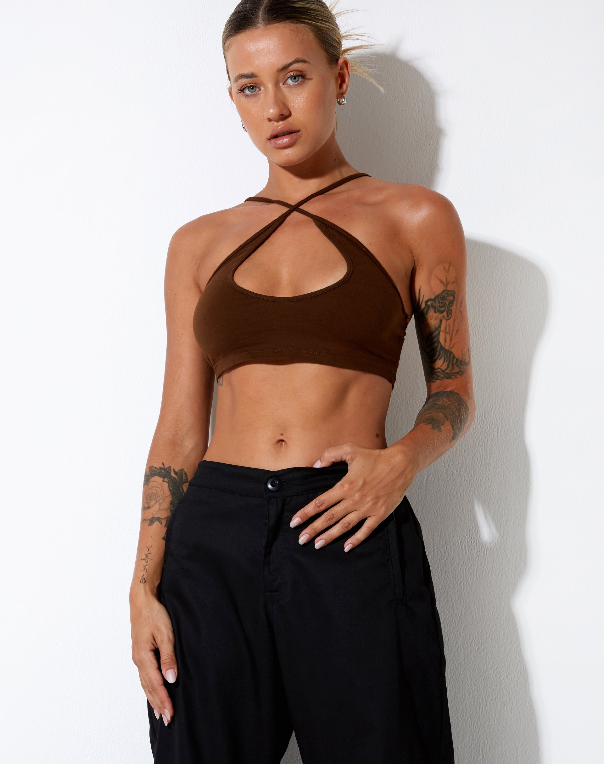 Intan Crop Top in Cocoa-Nico Sky