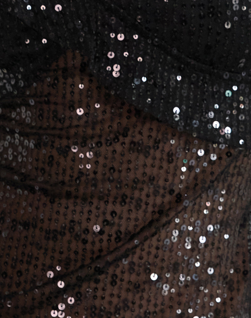 Iranila Asymmetric Top in Gauzy Sequin Black-Nico Sky