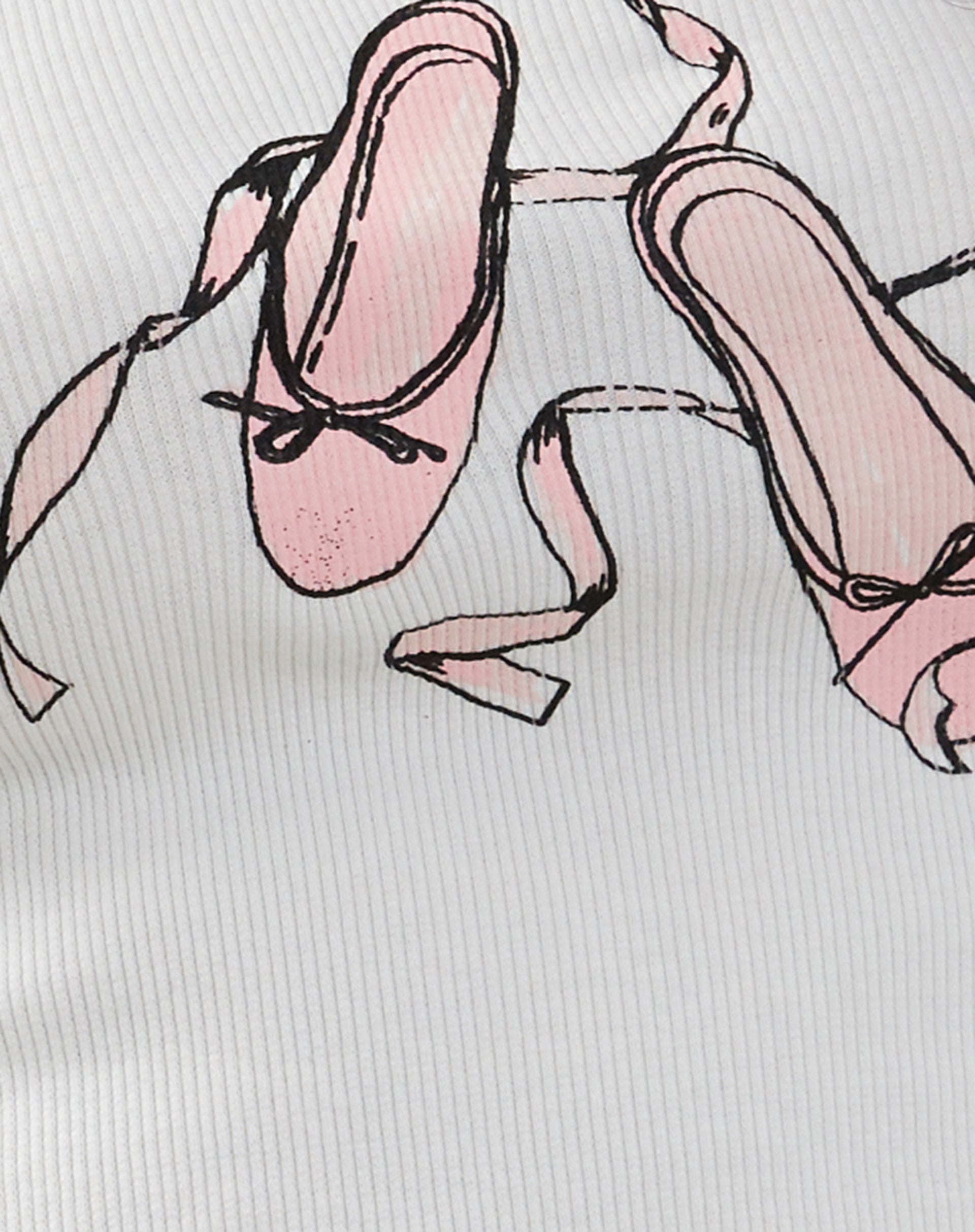 Islay Vest Top in White with Ballet Shoe Print-Nico Sky