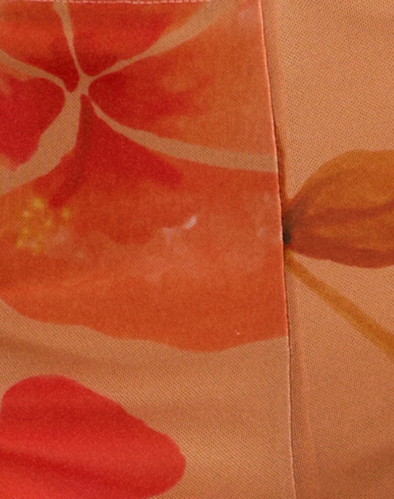 Istora Shorts in Watercolour Hibiscus Orange-Nico Sky