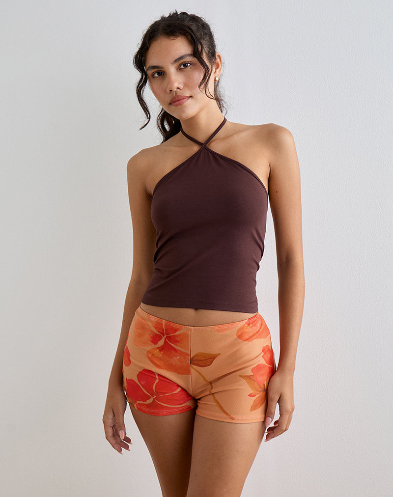 Istora Shorts in Watercolour Hibiscus Orange-Nico Sky