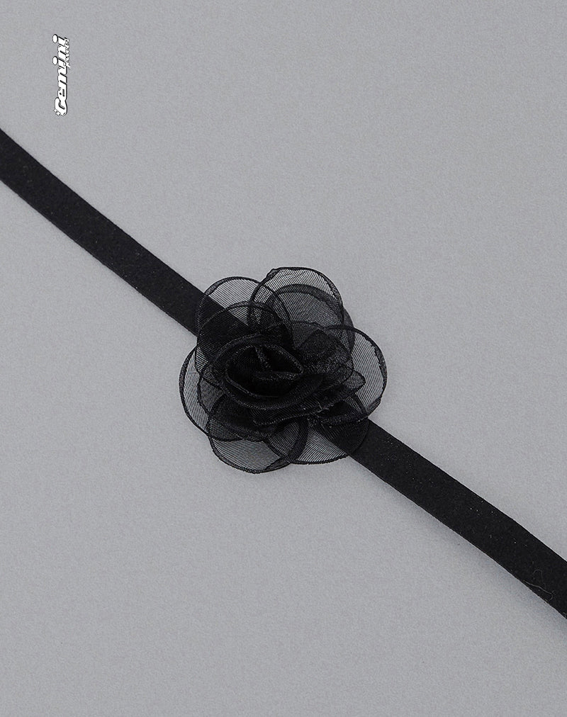 Jada Black Rose Choker Necklace by Gemini Jewels-Nico Sky