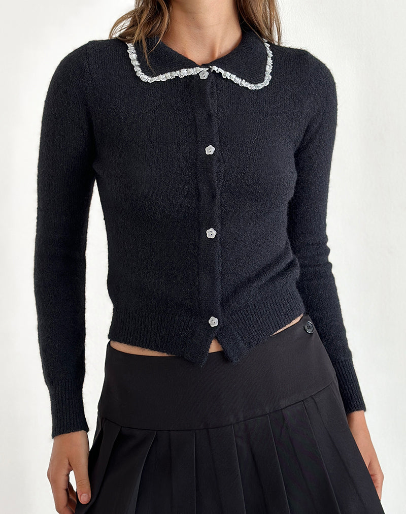 Jaiko Cardigan in Knit Black-Nico Sky