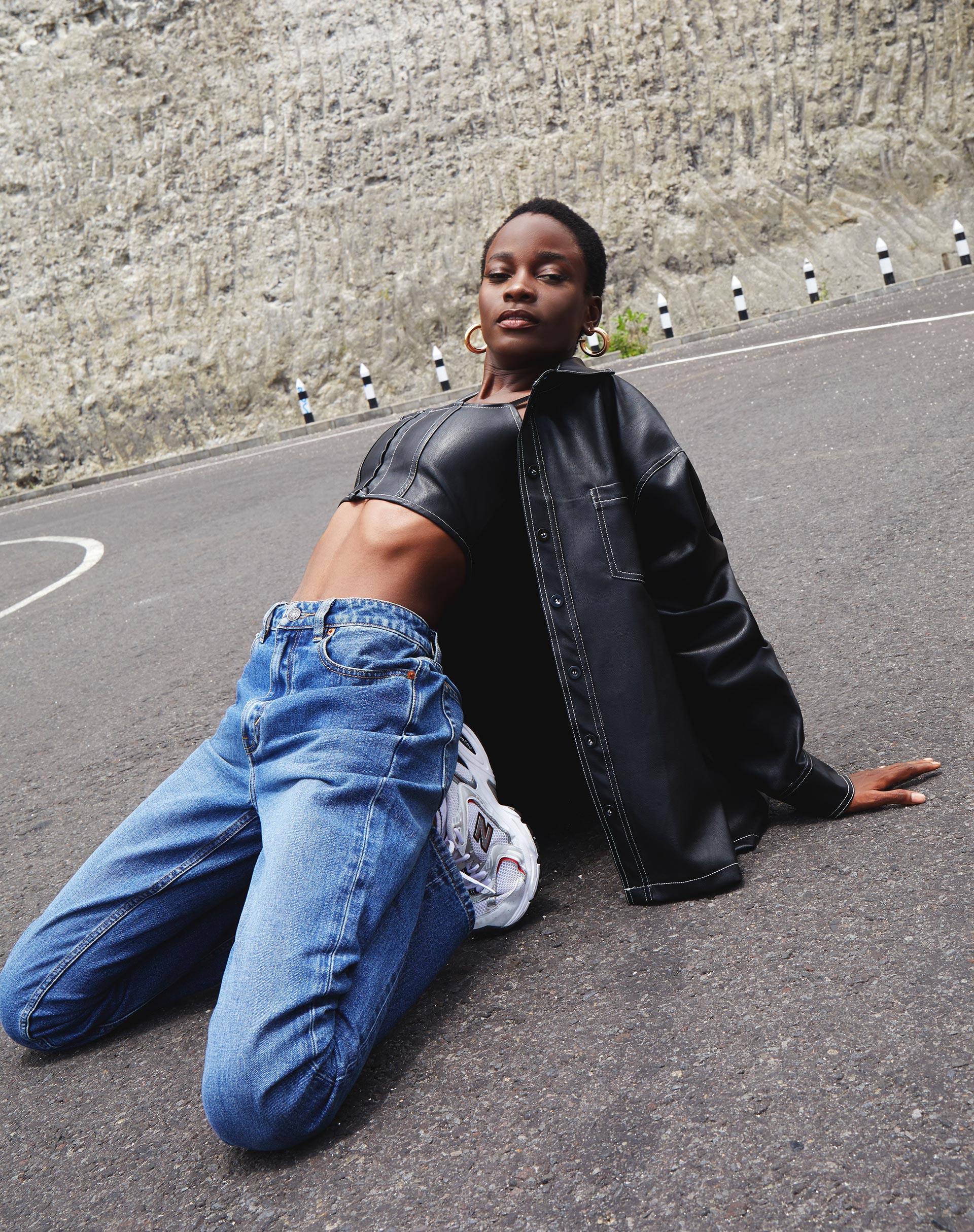 Lumberjack Shirt in PU Black with White Stitch-Nico Sky