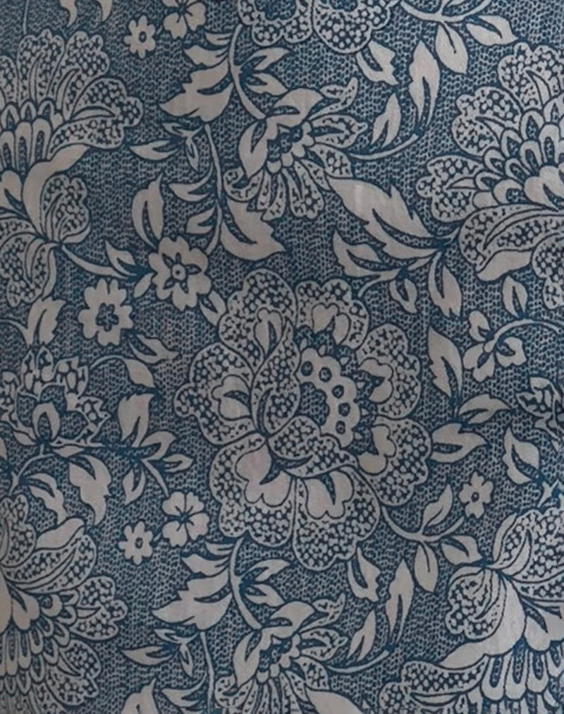 Pravara Mini Skirt in Blue Ornate Print-Nico Sky