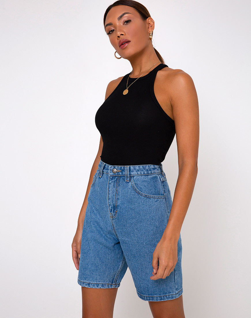 Dad Jean Short in Blue Wash-Nico Sky