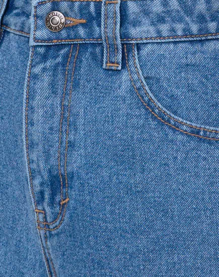 Dad Jean Short in Blue Wash-Nico Sky