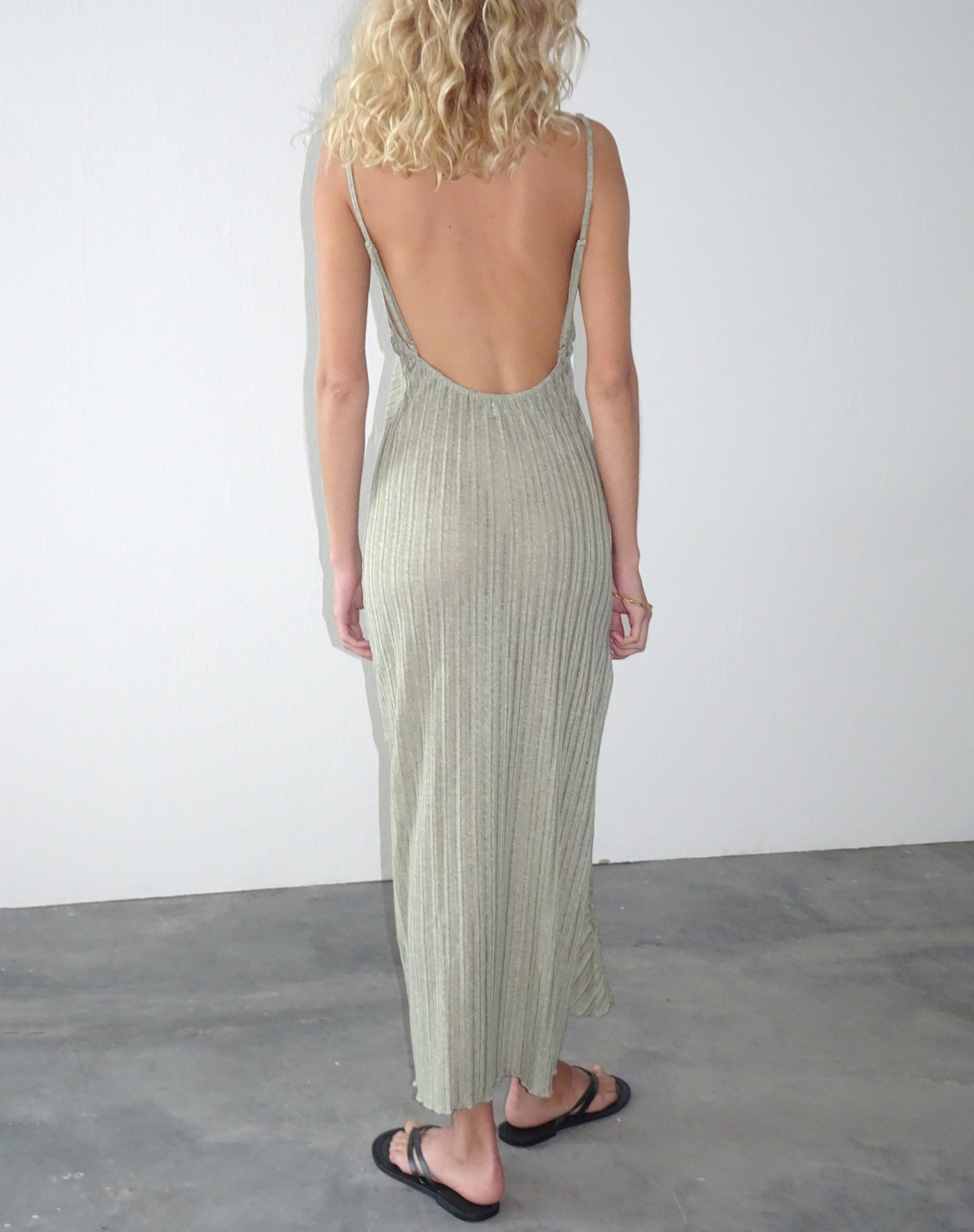 Jenaya Knitted Midi Dress in Sage-Nico Sky