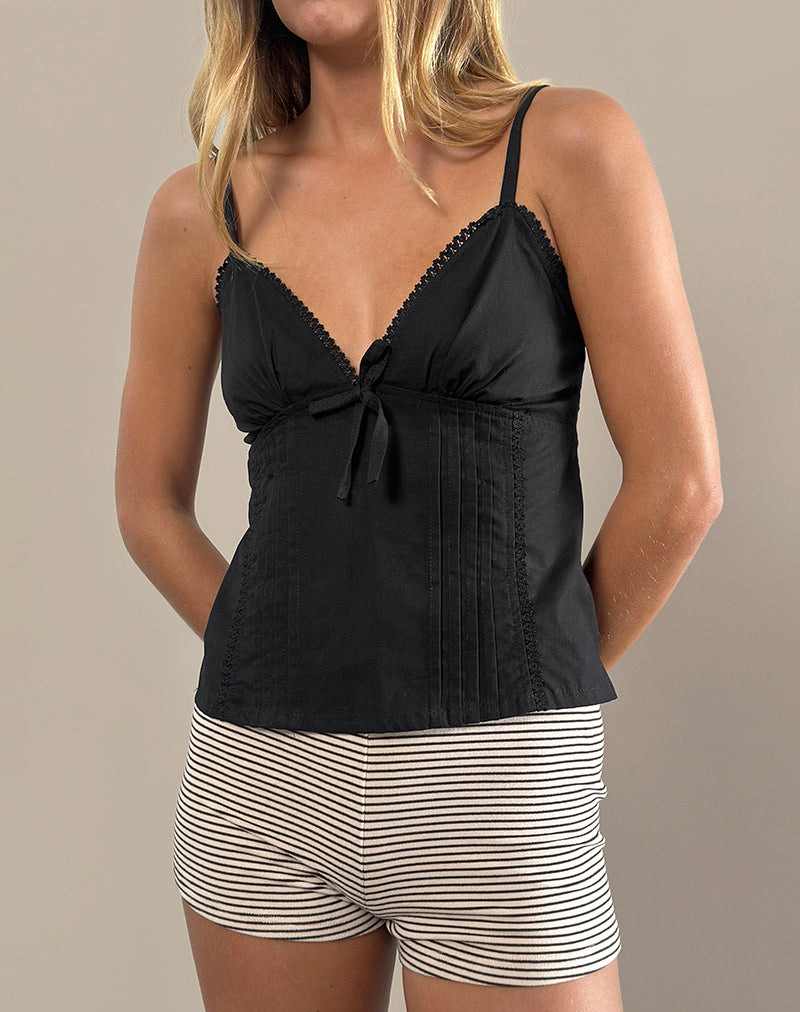 Jepuni Cami Top in Black Poplin-Nico Sky