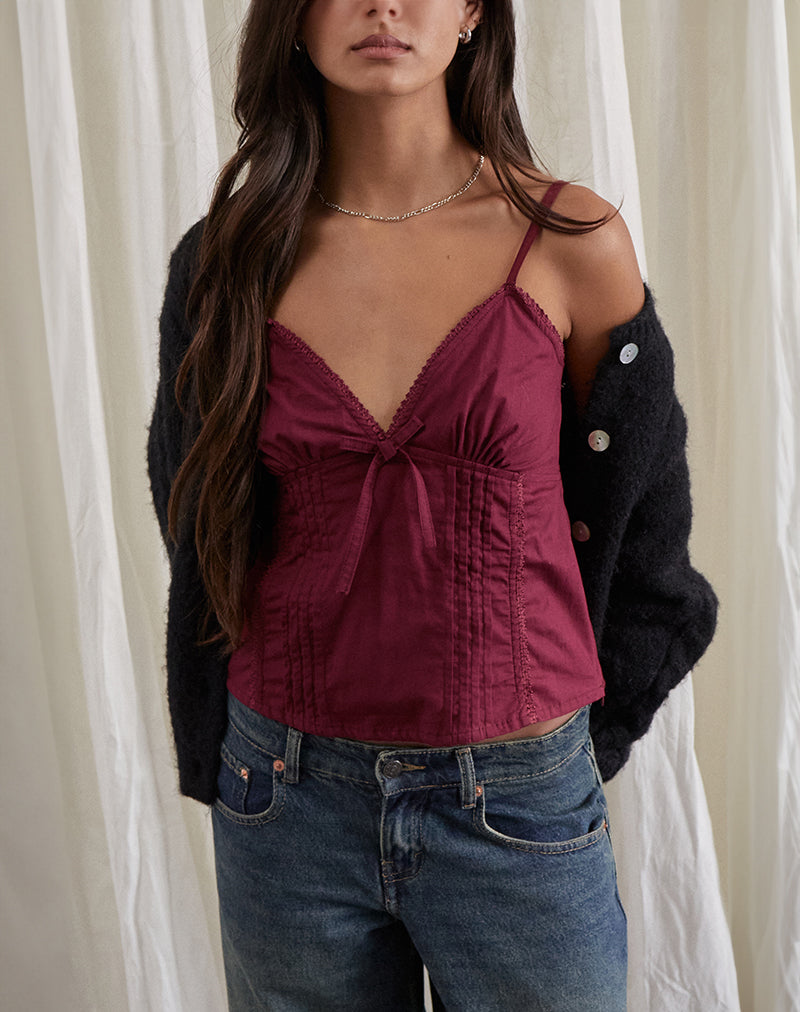 Jepuni Cami Top in Burgundy-Nico Sky