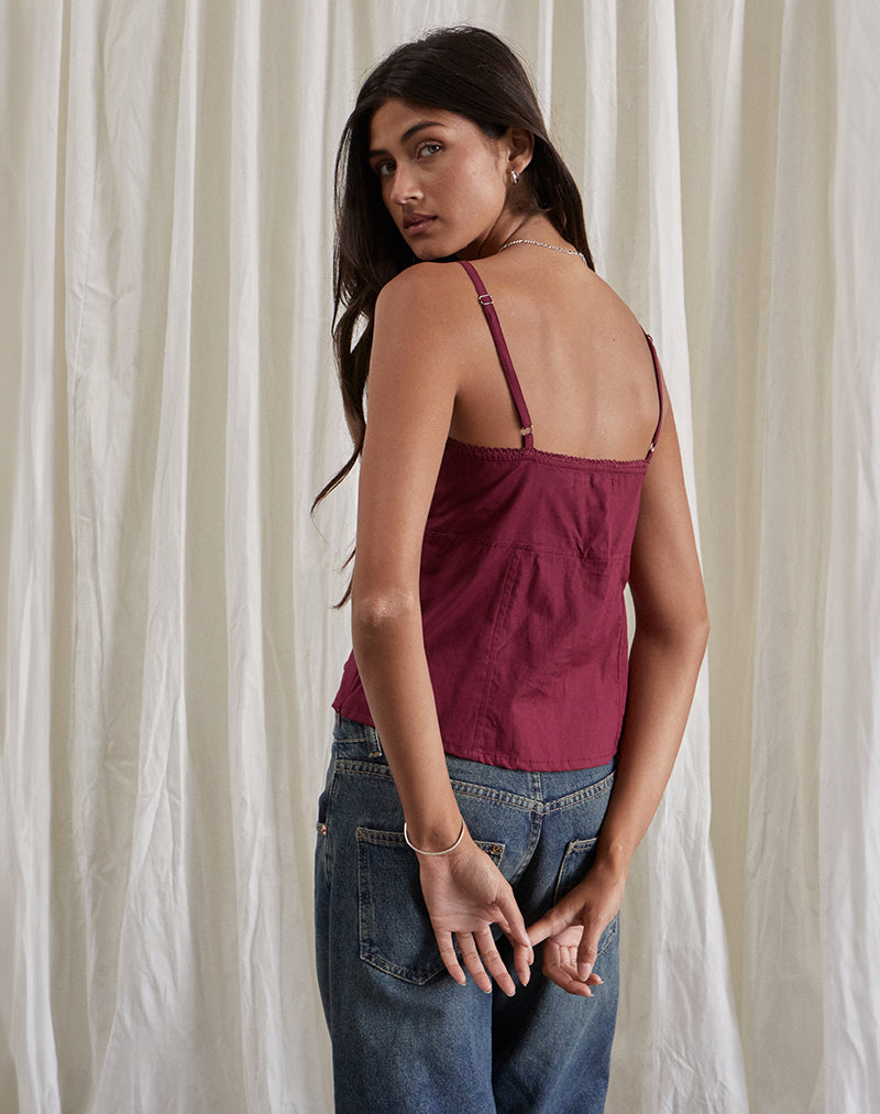 Jepuni Cami Top in Burgundy-Nico Sky