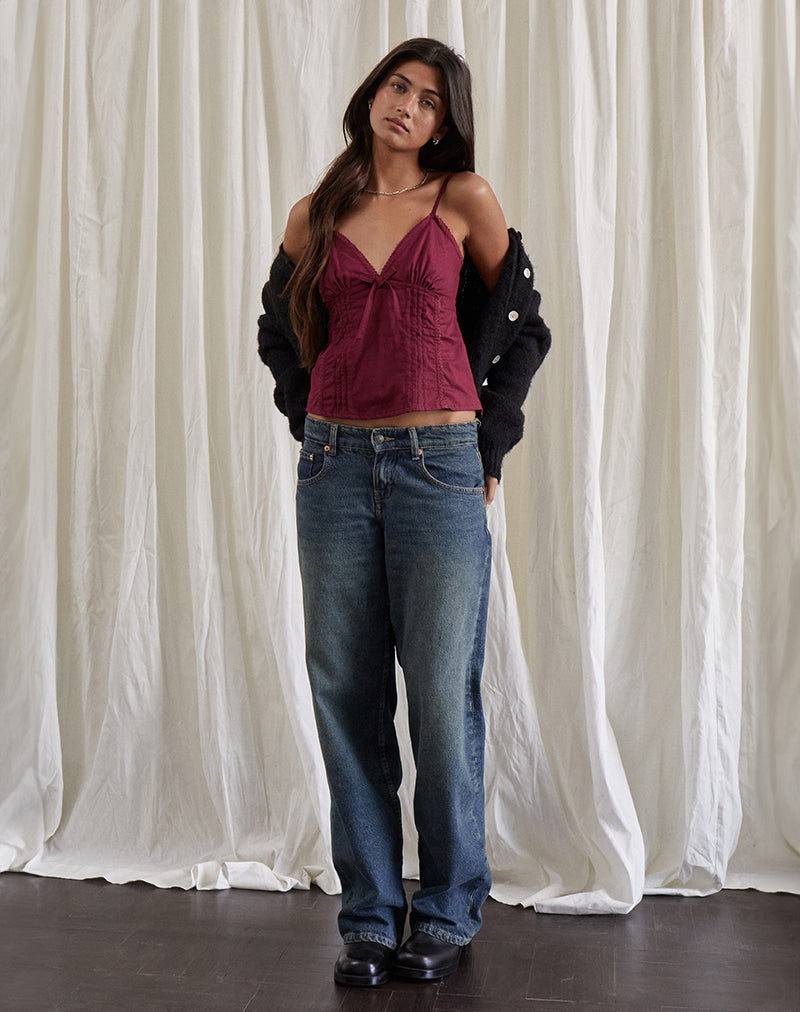 Jepuni Cami Top in Burgundy-Nico Sky