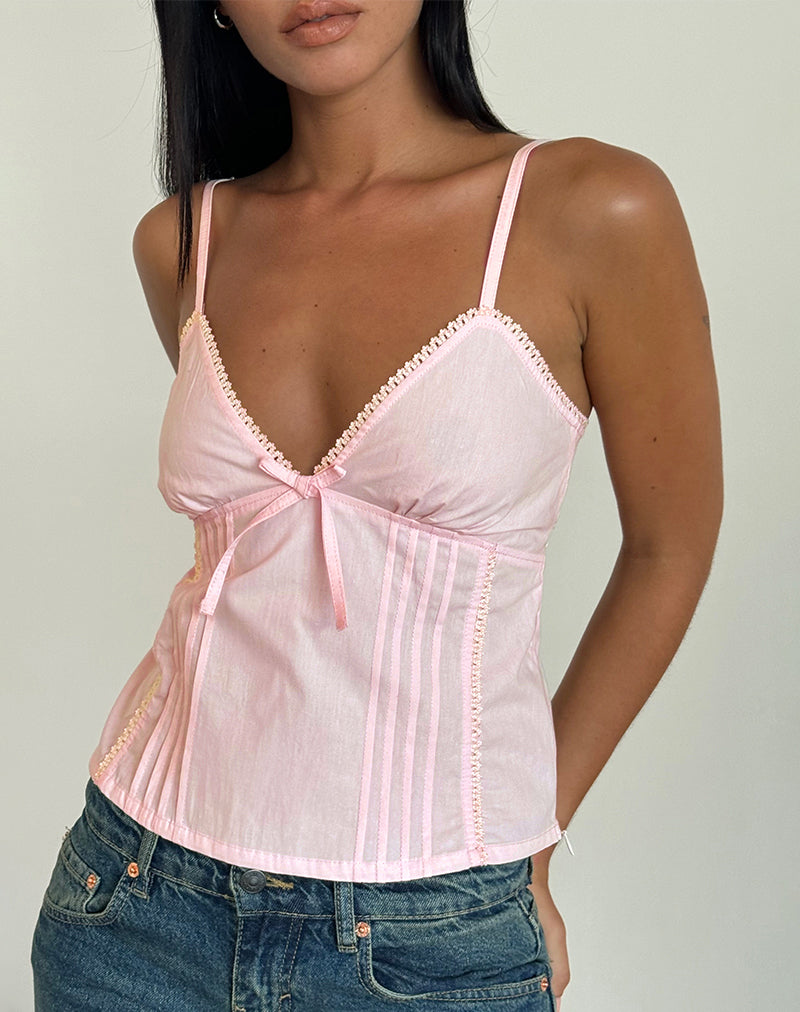 Jepuni Cami Top in Light Pink Poplin-Nico Sky