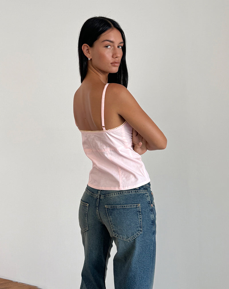 Jepuni Cami Top in Light Pink Poplin-Nico Sky