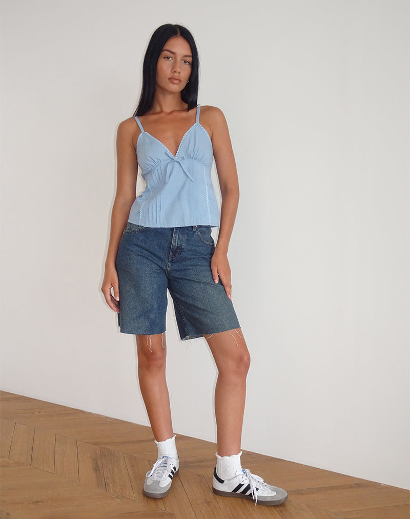 Jepuni Cami Top in Nantucket Blue Poplin-Nico Sky