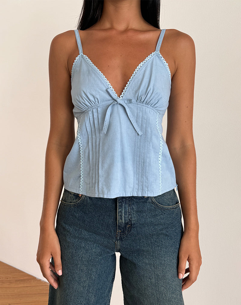 Jepuni Cami Top in Nantucket Blue Poplin-Nico Sky
