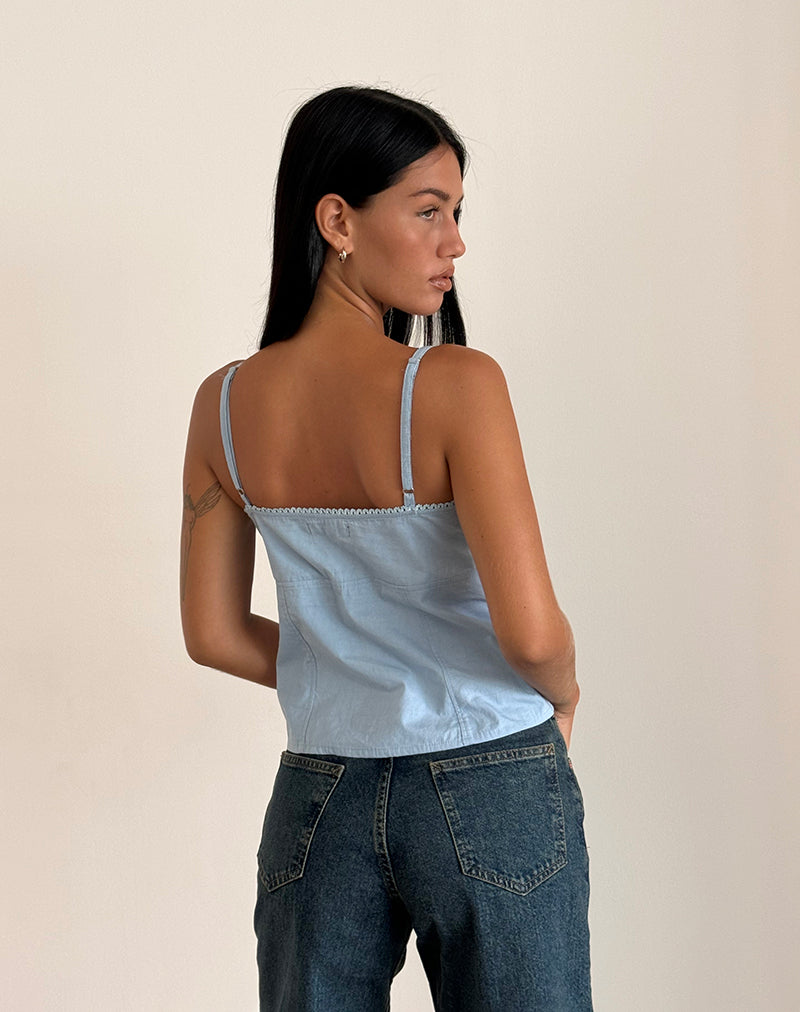 Jepuni Cami Top in Nantucket Blue Poplin-Nico Sky