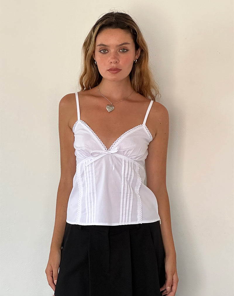 Jepuni Cami Top in White Poplin-Nico Sky