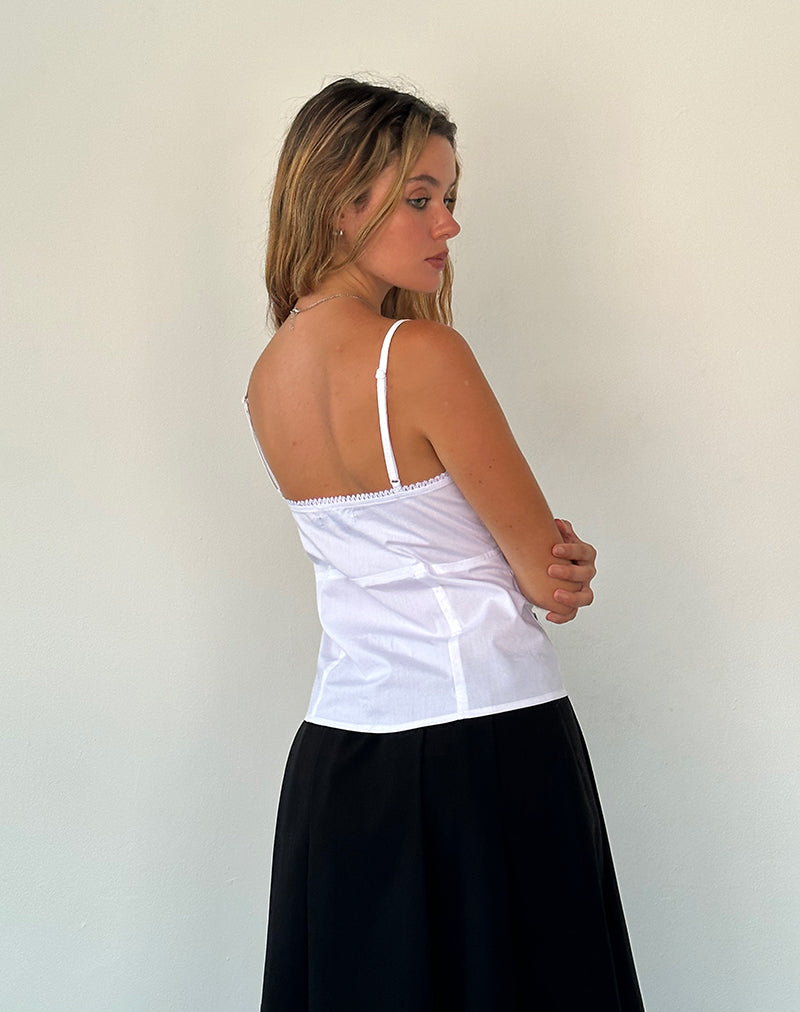 Jepuni Cami Top in White Poplin-Nico Sky