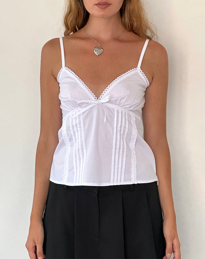 Jepuni Cami Top in White Poplin-Nico Sky
