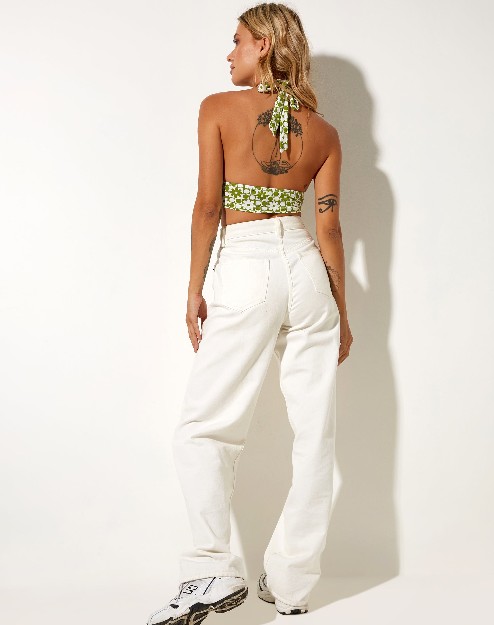 Jica Crop Top in Patchwork Daisy Green-Nico Sky